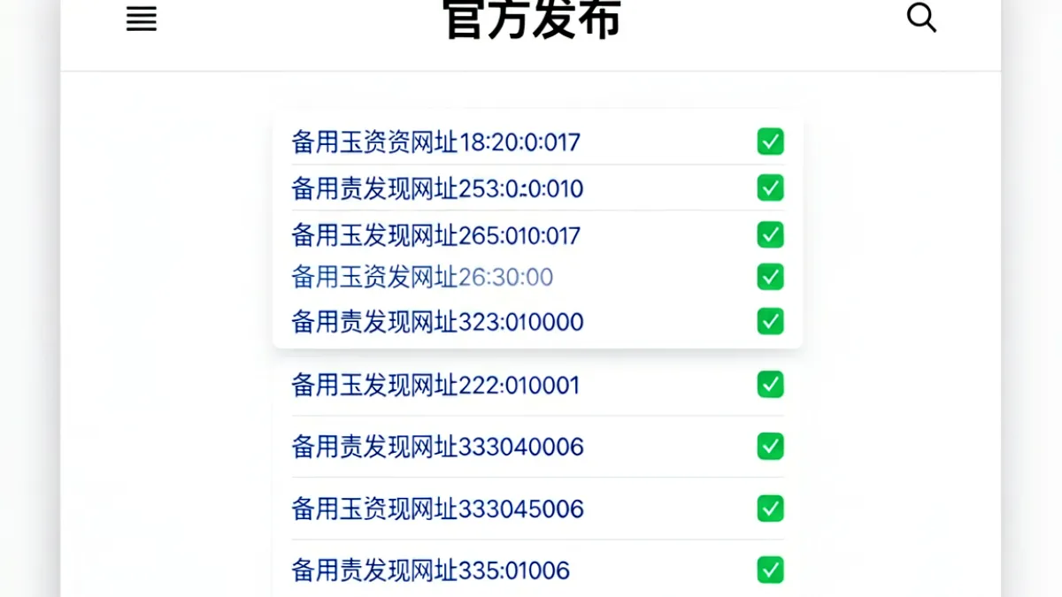 官方域名发布页界面截图，页面上列出多个备用秘密入口地址供用户选择